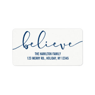 Geloof HOLIDAY BLUE Hand Letterig script Etiket