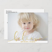 Geloof HOLIDAY FAUX GOLD Hand Letter Script FOTO Feestdagenkaart (Voorkant / Achterkant)