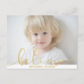 Geloof HOLIDAY FAUX GOLD Hand Letter Script FOTO Feestdagenkaart (Voorkant)