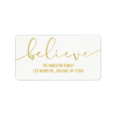Geloof HOLIDAY FAUX GOLD Hand Lettered Script Etiket (Voorkant)