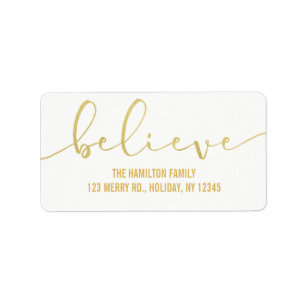 Geloof HOLIDAY FAUX GOLD Hand Lettered Script Etiket