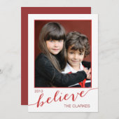 Geloof Holiday-fotokaarten | Rood en wit Feestdagenkaart (Voorkant / Achterkant)