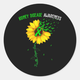 Geloof Hoop Cure Nierziekte Bewustzijn Leuke Zon Ronde Sticker
