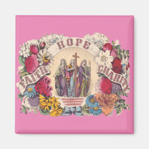 Geloof, hoop en liefdadigheid Theologische deugden Magneet
