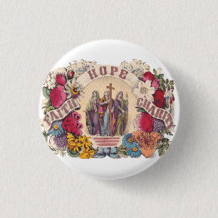 Geloof, hoop en liefdadigheid Theologische deugden Ronde Button 3,2 Cm