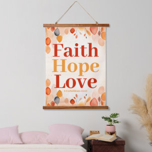 Geloof, hoop en liefde Boho Christelijk Wall Hangend Wandkleed