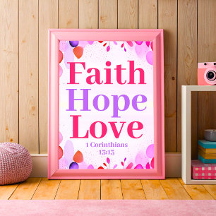 Geloof hoop en liefde Boho Christelijke Teen Girl  Poster