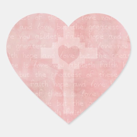 Geloof Hoop en Liefde Christelijk Bijbelvers Hart Sticker (Voorkant)