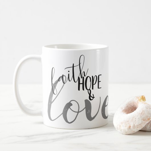 geloof , hoop en liefde koffiemok (Met donut)