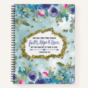 Geloof, hoop en liefde met Waterverf Bloemen Notitieboek