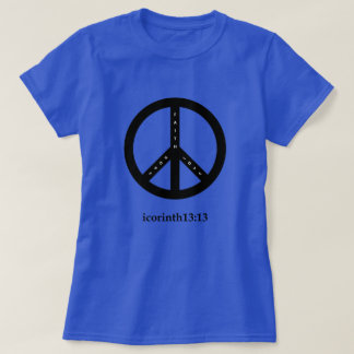Geloof, hoop en liefde T-shirt (blauw met zwart)