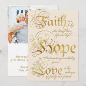 Geloof, Hoop, het Ivoor van de Liefde, de Gouden Feestdagenkaart (Voorkant / Achterkant)