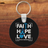 Geloof Hoop Liefde Alopecia Bewustzijn 1 Sleutelhanger (Achterkant)