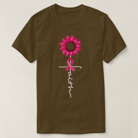 Geloof Hoop Liefde Bewustzijn Zonnebloem Roze Lint T-shirt (Design voorkant)