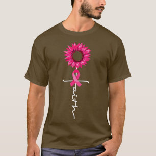 Geloof Hoop Liefde Bewustzijn Zonnebloem Roze Lint T-shirt