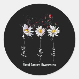 Geloof Hoop Liefde Bloedkanker Bewustzijn Bloem GI Ronde Sticker