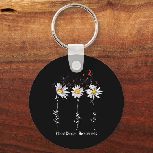 Geloof Hoop Liefde Bloedkanker Bewustzijn Bloem GI Sleutelhanger (Achterkant)