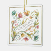 Geloof Hoop Liefde bloemig Keramisch Ornament (Links)
