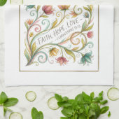 Geloof Hoop Liefde bloemrijk Theedoek (Gevouwen)