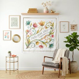 Geloof Hoop Liefde bloemrijk Wandkleed