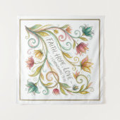 Geloof Hoop Liefde bloemrijk Wandkleed (Voorkant (horizontaal))
