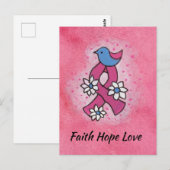Geloof Hoop Liefde Borstkanker Roze Lint Gebed Briefkaart (Voorkant / Achterkant)