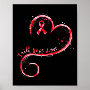 Geloof Hoop Liefde Bourgondië Lint Hersenaneurysma Poster