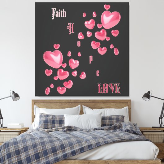 "Geloof, hoop, liefde" Christelijk Canvas Afdruk (Insitu (Slaapkamer))