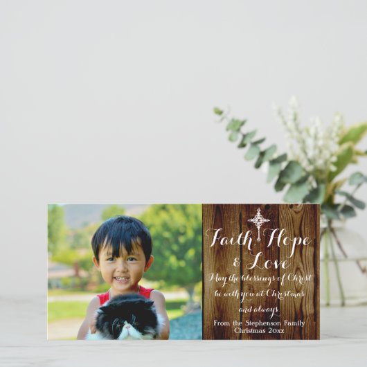 Geloof Hoop Liefde Christelijk Kerstmis Feestdagenkaart (Staand voorkant)