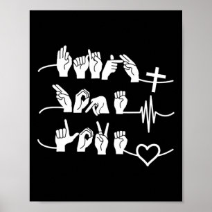 Geloof Hoop Liefde - Christelijke Religie Hartslag Poster