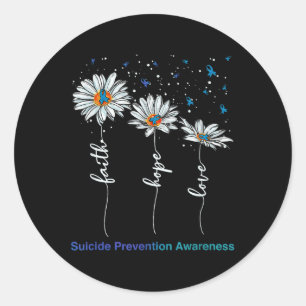 Geloof Hoop Liefde Daisy Zelfmoord Preventie Aware Ronde Sticker