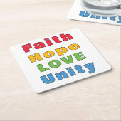 Geloof Hoop Liefde Eenheid Kartonnen Onderzetters (Schuin)
