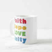 Geloof Hoop Liefde Eenheid Koffiemok (Voorkant links)
