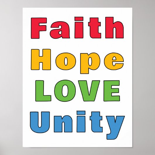Geloof Hoop Liefde Eenheid Poster (Voorkant)