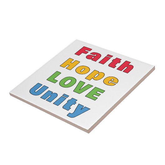 Geloof Hoop Liefde Eenheid Tegeltje (Zijkant)