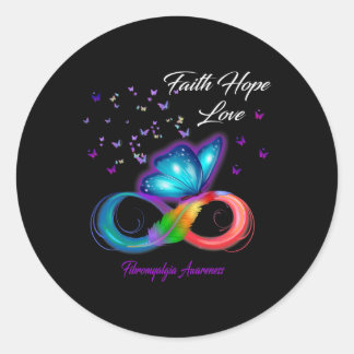 Geloof Hoop Liefde Fibromyalgie Bewustzijn 1 Ronde Sticker