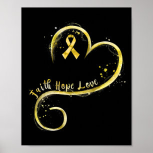 Geloof Hoop Liefde Geel Lint Kindertijd Kanker AWA Poster