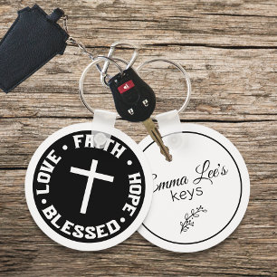 Geloof Hoop Liefde Gezegende Christelijke Citaat A Sleutelhanger