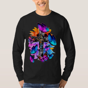 Geloof-Hoop-Liefde God Jezus Christus Kruis Vlinde T-shirt