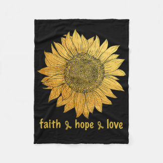Geloof Hoop Liefde Gouden Zonnebloem Kinderkanker  Fleece Deken