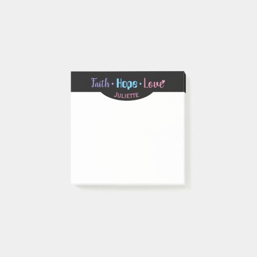 Geloof Hoop Liefde Hart Inspirerend Christelijk 3x Post-it® Notes (Voorkant)