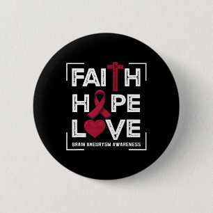 Geloof Hoop Liefde Hersenaneurysma Bewustzijn 1 Ronde Button 5,7 Cm