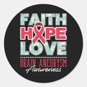 Geloof Hoop Liefde Hersenaneurysma Bewustzijn Steu Ronde Sticker