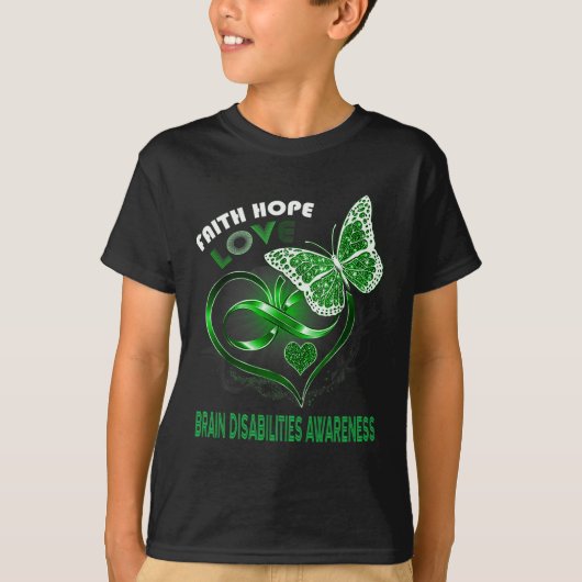 Geloof Hoop Liefde Hersenen Handicaps Bewustzijn H T-shirt (Voorkant)