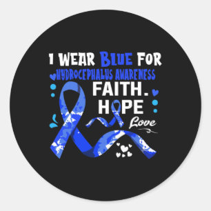 Geloof Hoop Liefde Ik Draag Blauw Voor Hydrocefalu Ronde Sticker