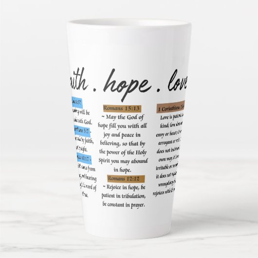 Geloof, hoop, liefde: Inspirerend Bijbelverzen Latte Mok (Voorkant)
