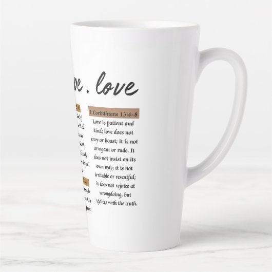 Geloof, hoop, liefde: Inspirerend Bijbelverzen Latte Mok (Rechts)