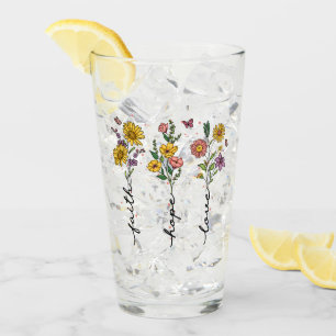 "Geloof-hoop-liefde" Inspirerend bloemenontwerp Glas