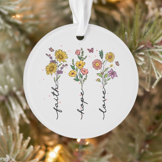 "Geloof-hoop-liefde" | Inspirerend bloemenontwerp Ornament (Boom)