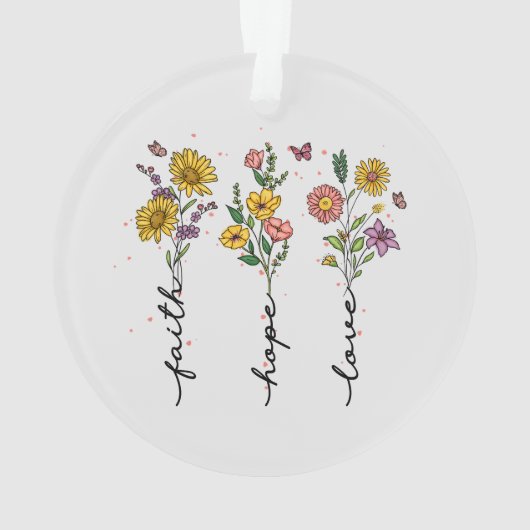 "Geloof-hoop-liefde" | Inspirerend bloemenontwerp Ornament (achterkant)